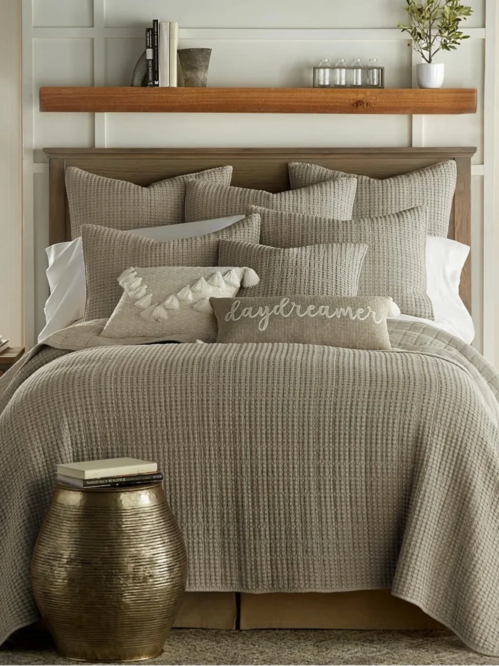 Levtex Home Mills Waffle Taupe Queen Bedspread Set 3 Pc 106x106